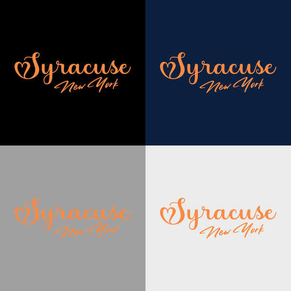 "Syracuse New York" Cursive Lettering Apparel