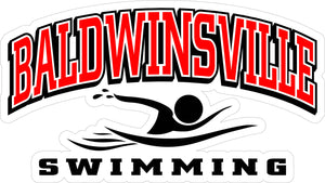 "BALDWINSVILLE Swimming" Varsity Font & Swimmer Decal