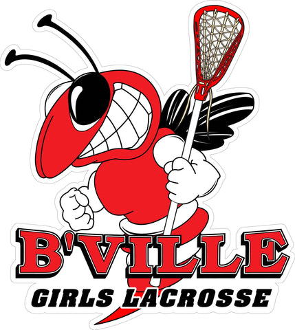 "B'VILLE Girls Lacrosse" Bee & Lax Stick Decal